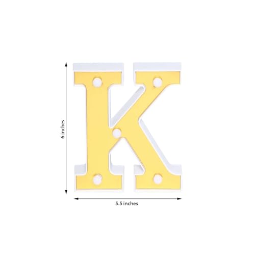 Image of Efavormart 6 inch Gold Marquee Letter K, Mirror Front Warm White LED Light Up 3D Sign, Battery Operated 72H Glow for Wedding Party & Wall Decor