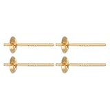 QUARKZMAN 2 Juegos Postes Para Pendientes Plata Esterlina 925, Base Copa Para Perlas En Blanco Para Hacer Pendientes Bisutería Diy, Chapado En Oro Champán, Tamaño Copa 4mm/0.16'