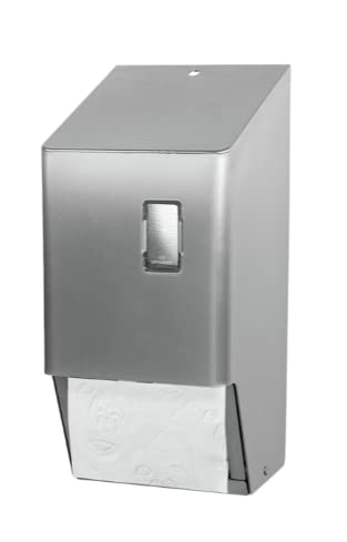 Dispensador para 2 rollos de papel higiénico estándar (carcasa de acero inoxidable resistente, color gris)
