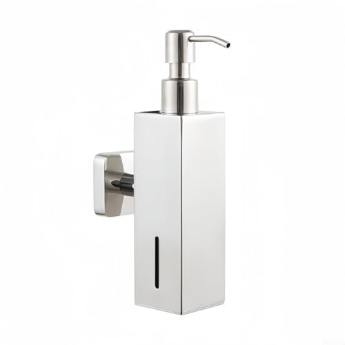 Botella dispensadora de jabón de 250 ml con diseño de montaje en pared para baños modernos (plata)