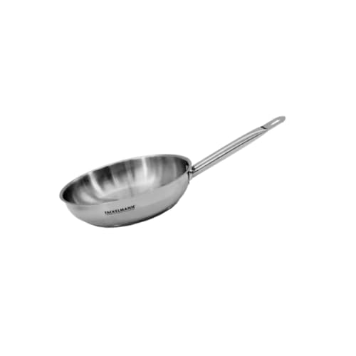 Fackelmann 686930 Bratpfanne 20 cm aus Edelstahl, Kochpfanne, alle Herdarten, Induktionspfanne, PFAS-frei, Griff aus Edelstahl, genieteter Griff, Edelstahl 18/8, Grau, 20 x 4,5 cm