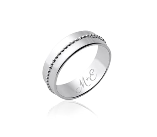 Bague en Argent 925 rhodié anneau lisse avec boules en relief pour femme tendance
