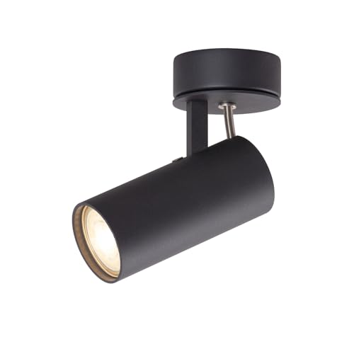 DAWALIGHT - Lámpara de techo LED orientable, GU10, 5 W, 3000 K, color blanco cálido, foco de iluminación de techo moderna, luminaria para mesa, cocina, dormitorio, interior, aluminio, negro