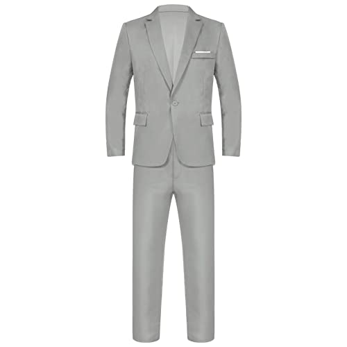 Jhaoyu Men's 2 Piece Slim Fit Suit Set One Button Blazer Vest Jacket with Pants Sets Wedding Party Outfits2