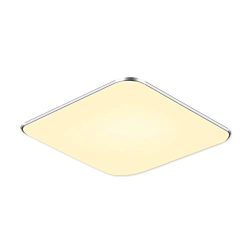 Fscm 24W LED Deckenleuchte Lampe Modern Deckenlampe Deckenleuchten für Bad Schlafzimmer Küche Balkon Korridor Büro, PVC Abdeckung Alu Rahmen Platz 300x300x100mm, 2800-3500K Warmweiß IP44 Cover