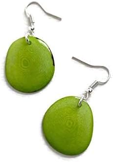Tagua earrings in lime green, light weight tagua nut dangle earrings TAG272, organic fashion jewelry - Image 5