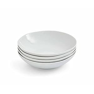 Portmeirion Sophie Conran Arbor Pasta Bowl | Set of 4 Bowls for Pasta, Salad, Soup and Side Dishes | 9-inch Organic Shape Stoneware | Dishwasher Safe (Dove Grey)