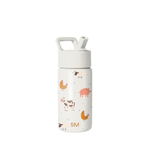 Simple Modern Kids Summit Water Bottle with Straw Lid | 14oz Stainless Steel Cup Insulated Tumbler for Toddlers, School | Farm Animals