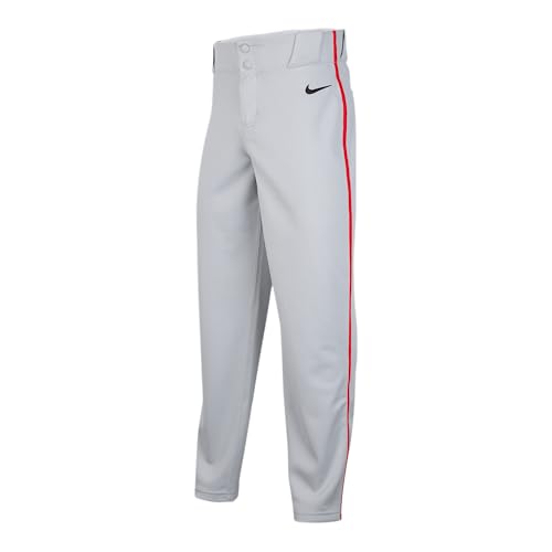 Nike Vapor Select 2 Big Kids' Piped Baseball Pants (DX9171-015, Wolf Grey/University Red/Black) Size X-Small