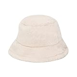 Fischerhüte Winter Warme Bucket Hat Faltbar Weiche Mütze für Mädchen Beige