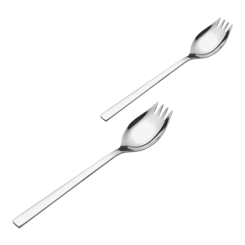 BRIGHTFUFU 304 Stainless Steel Salad Forks Dual Use Fork Spoon Lightweight and Compact for Kitchen Supplies