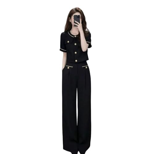 Ensemble athlétique 2 pièces femme : haut manches courtes et pantalon palazzo aéré
