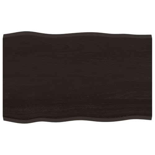 vidaXL Tischplatte, Holzplatte für Tisch Esstisch Couchtisch, Massivholzplatte Handgefertigt mit Baumkante, Ersatztischplatte, Dunkelgrau 80x50x2cm Massivholz Eiche Behandelt