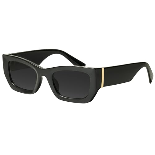 mosanana Retro Cat Eye Rectangle Polarized Sunglasses for Women Chunky Style MS52370