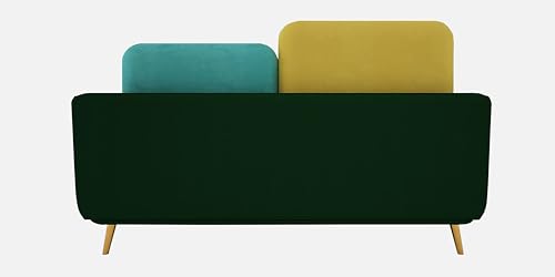 Image of Black Wood Modern Montez Luxurious Velvet 2 Seater Sofa for Bedroom, Living Room, Dining Room, Drawing Room, Home Office in Bug Resistant Wood (Turquoise & Green, 2 Seater)