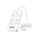Surge Protector Power Strip Multi Plug Outlet with 3 USB Ports & 6 Universal Socket Plugs, 1 Type C, 3.9 Feet Extension Cord, Multiple Outlets USB Outlet, Cruise Dorm Room Essentials Cool Stuff