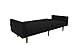 DHP Paxson 79 Inch Futon Sofa Bed, Upholstered Couch Sleeper with Diagonal Tufting, Mid-Century Modern, Black