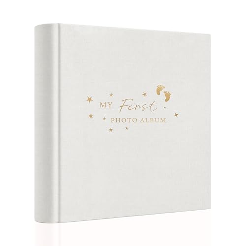 Holoary Baby Photo Album 4x6 100 Photos with Writing Area, 100 Pockets 4x6 Picture Album, Linen Fabric Cover Picture Book for Photos, Baby Photo...