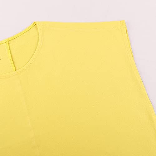 Hombres Camisetas de Cuello Manga Corta Corte Muscular Camisetas para Culturismo 100% algodón Lavado T1304 sueltoAmarillo S