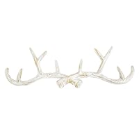 Sungmor Vintage Cast Iron Antlers Wall Hooks, Antique White Decorative Coat Hanger Deer Head Key Holder, Rustic Metal Wall Mounted Storage Hooks for Coats, Jackets, Purses and More