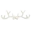 Sungmor Vintage Cast Iron Antlers Wall Hooks Antique White Decorative Coat Hanger Deer Head Key Holder Rustic Metal Wall Mounted Storage Hooks for Coats Jackets Purses and More