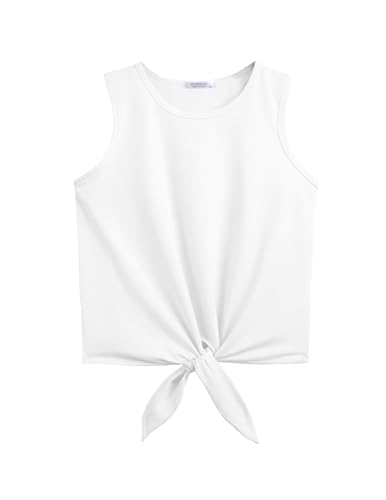 Arshiner Girl's 2 Piece Outfits Summer Tie Knot Tank Top and Paperbag Waist Pocketed Short Sets