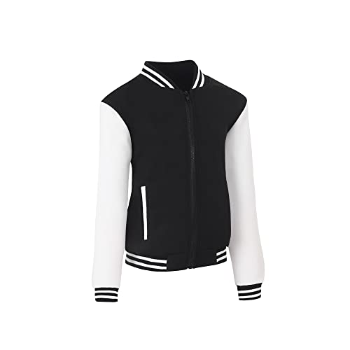 Kids Varsity Jacket Girls Boys Baseball Jacket Zipper Bomber Coat School Uniform with Pocket2