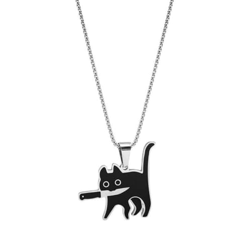 ZXQUEGF Collar de Gato Negro con Grafiti Punk para Hombres y Mujeres, Lindo Colgante Retro, Accesorios de Fiesta Modernos y geniales