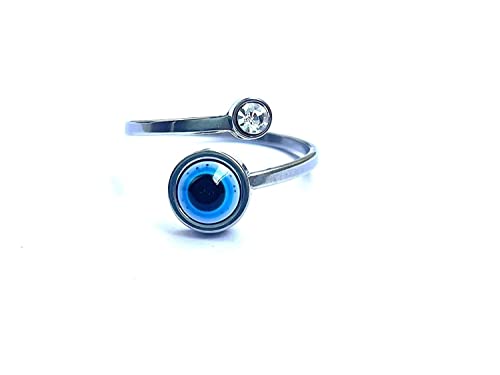 Image of Unisex Adjustable Finer Rings For Girls women Stainless Steel Plated Brass Evil Eye Finger Ring pack of 1