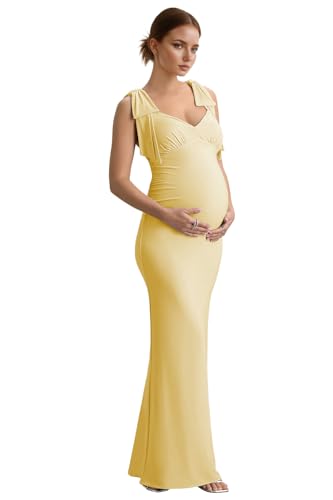 Womens Maternity Dress for Photoshoot Long Mermaid Bow Straps PregnancyPhotography Baby Shower Dress