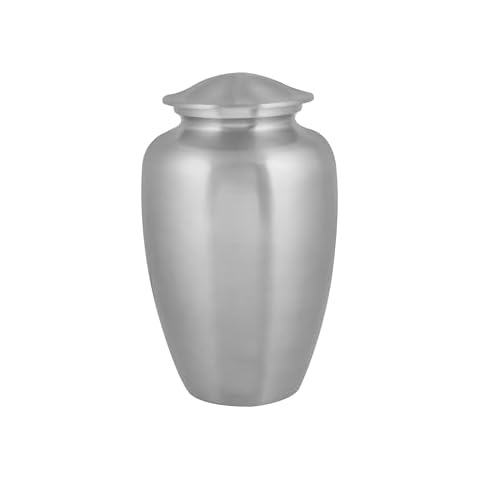 Adult Human Cremation Urn for Ashes, Metal Pewter Hand Painted Burial and Funeral Urn with Elegant Finish - 10 Inch - Silver Cover