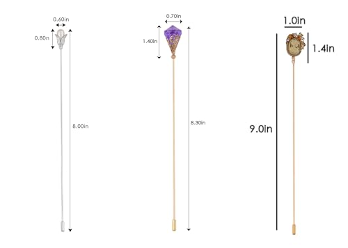 Image of Alilang Classic Vintage 3Pcs Hat Brooch Pin Set with Rhinestone and Pearl Accents for Scarves and Hats Lapel Pin Accessories