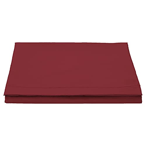 Pizuna Pure Combed Cotton Double Flat Sheet Rio Red, 600 Thread Count Long Staple Brushed Cotton Flat Sheets Double