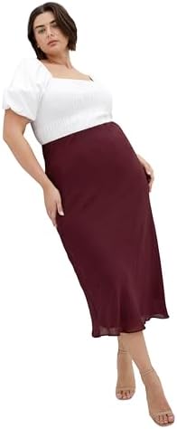 City Chic Women's Plus Size Skirt - Kyra Midi, 22 Dark Cherry