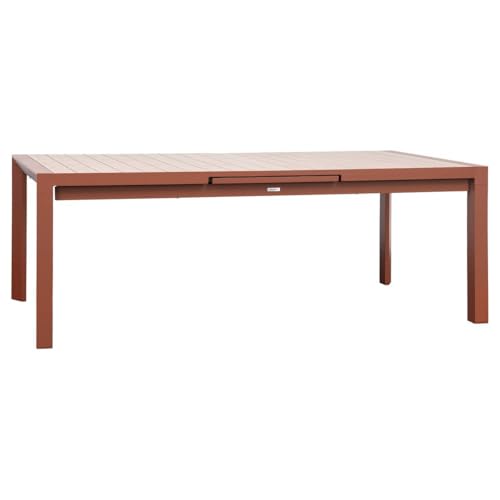 Hespéride - Table de Jardin Extensible Evasion Terracotta - 10 Places - Aluminium Antirouille Aluminium Effet Bois - Meuble d'Extérieur Rallonge