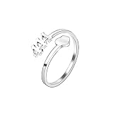 COLORFUL BLING Dainty Gold/Silver Love Heart Lucky Angel Number Ring Adjustable Wedding Band Anniversary Promise Rings For Women Friendship Cute Numerology Jewelry-silver 444