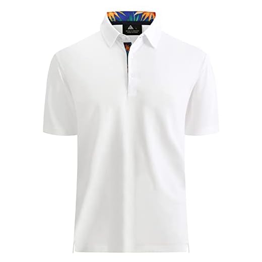 SECOOD Mens Polo Shirts Moisture Wicking Short Sleeve Casual Tennis Golf Shirt, White, XL