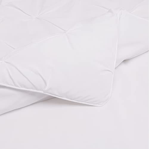 Image of Amazon Basics Soft, Lightweight Twin Size Comforter Set, All-Season Down-Alternative 2-Piece Bedding Set, Pinch Pleat Design with Piped Edges, Twin /TwinXL, Bright White