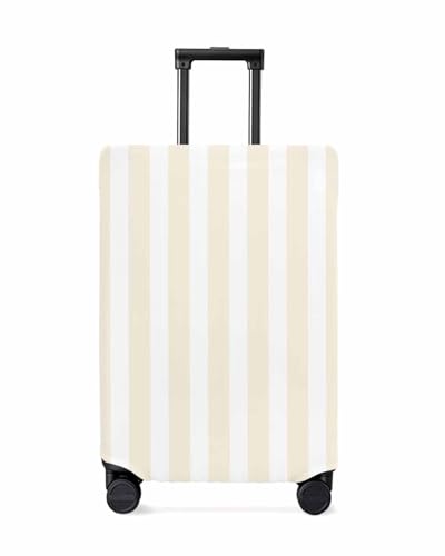 Beige Stripes Travel Luggage Cover, Abstract Geometric Cream Anti-scratch Travel Suitcase Protector Covers, Washable Elastic Baggage Covers Fit 26-28 Inch Carry on Luggage