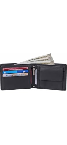 Black Men’s Leather Wallet Genuine Leather, Multiple Card Slots, Coin Pockets, RFID Blocking, Stylish and Durable2