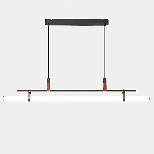 Lampe suspension à tube long noir LED 4500K et acrylique flûté pour îlot de cuisine