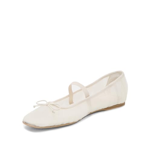 Mesh Mary Jane Ballet Flats for Women Square Toe Bow Tie Ballerina Flats Casual Comfortable Cute Ballet Flat Shoes