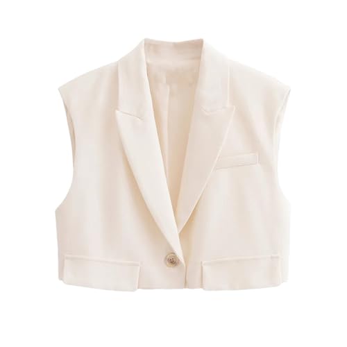 Mnjyihy Women's 2 Piece Fashion Versatile Single Button V-Neck Sleeveless Short Vest Straight Casual Trousers Suit