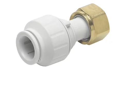 15mm Push-Fit to 3/4 Inch BSP Union Straight Tap Connector, Plastic Demountable Push Fit Coupler, 1 Pack