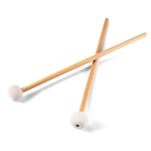 QWORK - QWORK Timpani Stick, Maple Handle Wool Felt Head Drum Mallets - Snare Drum Timpani Stick Mallet, Multi-Purpose Felt Mallet, for Percussion Instrument Accessories