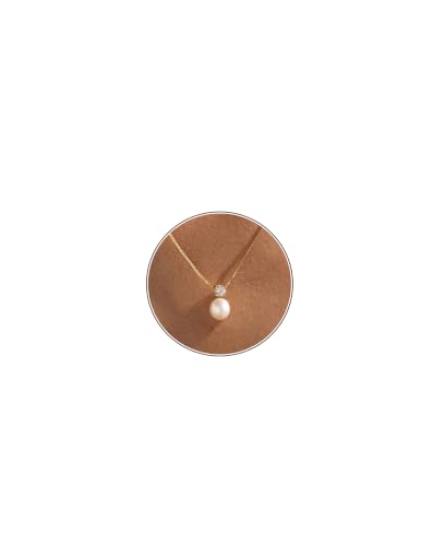 Image of HANLI Gold Pearl Necklaces for Women - 14K Gold Plated Dainty Pearl Necklace Simple Everyday Minimalist Wedding Bridesmaid Jewelry