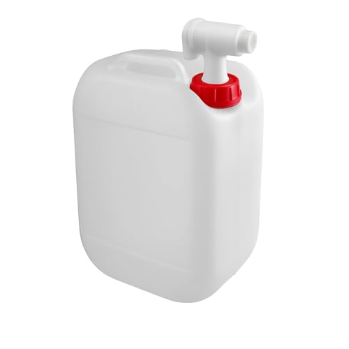 SANJOMA Garrafa de água de 10 l, boca larga com torneira e tampa, garrafa de água adequada para uso alimentar e químico, kit de etiquetagem, reservatório de água fabricado em plástico HPDE, bidões de