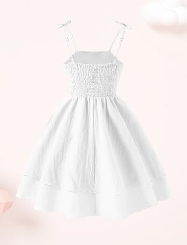 Happy Cherry Girls Dresses Summer Cute Clothes for Teens Casual Spaghetti Strap Swing Smocked A Line Beach Sundress 8-12Y2