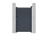 Vente-unique - Portillon battant aluminium persienné L103 x H166 cm anthracite - VIAZO...