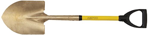 Ampco Safety Tools S-83FG Round Point Shovel, Non-Sparking, Non-Magnetic, Corrosion Resistant, D-Grip, 37" OAL